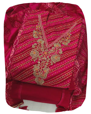 DRAVINAM Trends Womens Modal Silk Unstitched Suit Material with Embroidered Printed Kurta Pant and Dupatta