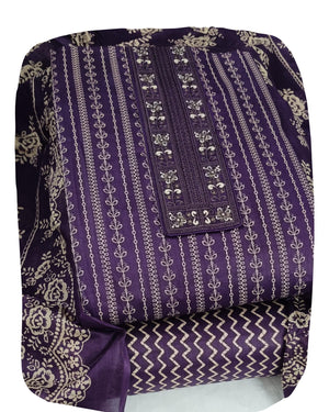 DRAVINAM Trends Women's Printed Embroidered and Hand Work Premium Cotton Jaipuri Unstitched Salwar Suit Dress Material with Mulmul Cotton Dupatta