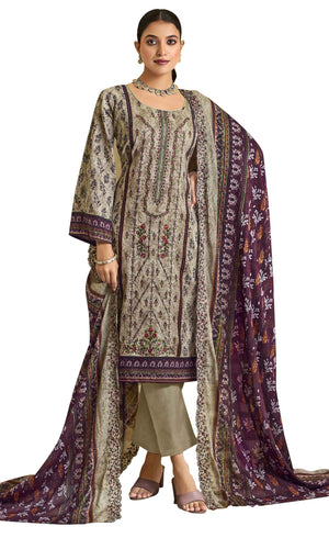 DRAVINAM Trends Women's Unstitched Salwar Suit Dress Material - Cotton Digital Printed Organza Embroidered Kameez II Unstitch Bottoms II Cotton Dupatta