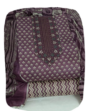 DRAVINAM Trends Women's Printed Embroidered and Hand Work Premium Cotton Jaipuri Unstitched Salwar Suit Dress Material with Mulmul Cotton Dupatta
