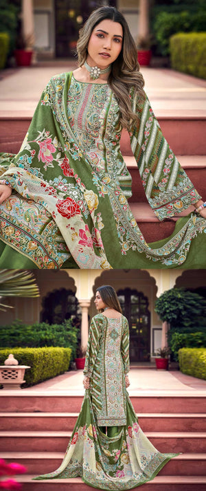DRAVINAM Trends Women's Unstitched Premium Jam Cotton Embroidered Suit Material with Cotton Cutwork Dupatta