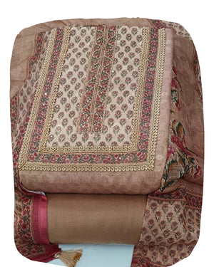 DRAVINAM Trends Women's Premium Pure Linen Floral Printed Unstitched Salwar Suit Dress Material with Dupatta