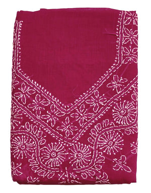 DRAVINAM Trends Women’s Cotton Unstitched Chikankari Suit Set with Dupatta & Bottom | Hand-Embroidered Lucknowi Dress Material | Premium Ethnic Wear for Women | Free Size (3-Piece)