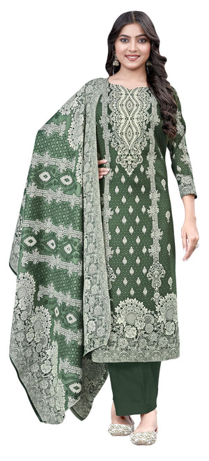 DRAVINAM Trends Women's Unstitched Winter Wear Digital Printed Heavy Woolen Pashmina Salwar Suit Dress Material with Printed Shawl Dupatta