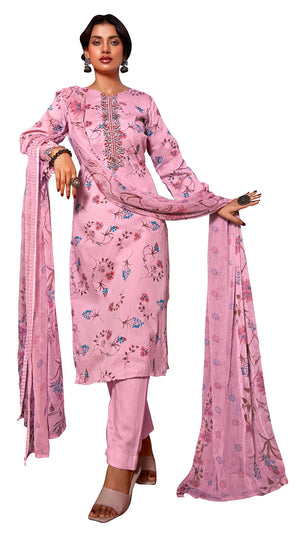 DRAVINAM Trends Women's Cotton Embroidered Unstitiched Salwar Suit Material