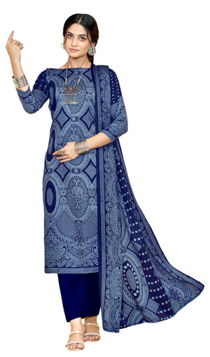 DRAVINAM Trends Women Unstitch Printed Pashmina Suit Dress Material I Digital style Printed Pashmia Top| Pure Pashmina Spun Dyed Bottoms | Luxurious Pure Woolen Shawl Dupatta with Piko work