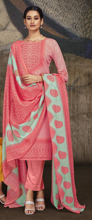 Unstitched Print Cotton Salwar Suit Dress Materials with Dupatta