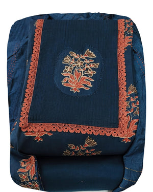 DRAVINAM Trends Women's Cotton Floral Printed Unstitched Suit Set with Embroidered Pin-Tuck Yoke & Soft Silk Dupatta