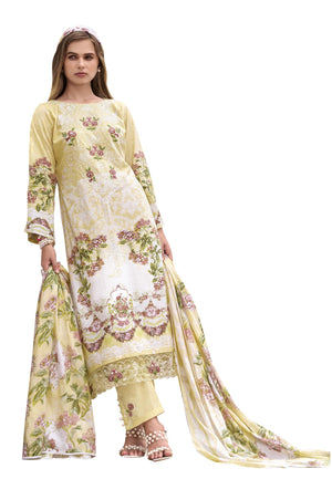 DRAVINAM Trends Women's Unstitched Salwar Suit Dress Material - Cotton Digital Printed Organza Embroidered Kameez II Unstitch Bottoms II Cotton Dupatta