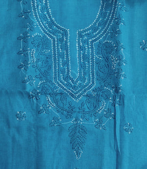 DRAVINAM Trends Women’s Cotton Unstitched Chikankari Suit Set with Dupatta & Bottom | Hand-Embroidered Lucknowi Dress Material | Premium Ethnic Wear for Women | Free Size (3-Piece)