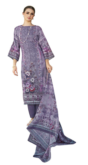 DRAVINAM Trends Women's Unstitched Salwar Suit Dress Material - Jam Cotton Digital Printed Heavy Embroidered Boring Work Kameez II Unstitch Bottoms II Cotton Dupatta