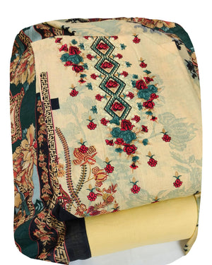 DRAVINAM Trends Women's Pure Cotton Unstitched Salwar Suit Dress Material Set | Pakistani Prints with Embroidery I Mulmul Dupatta