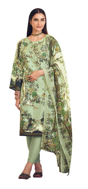 DRAVINAM Trends Unstitched Cotton Suit Pakistani Print Embroidered Dress Materials with Cotton Dupatta