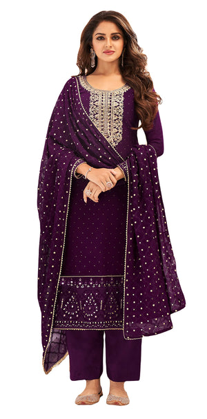 DRAVINAM Trends Women’s Georgette Unstitched Sequence Embroidered Pakistani Salwar Suit FabricDress Material with Zari Embroidery Dupatta (pink)