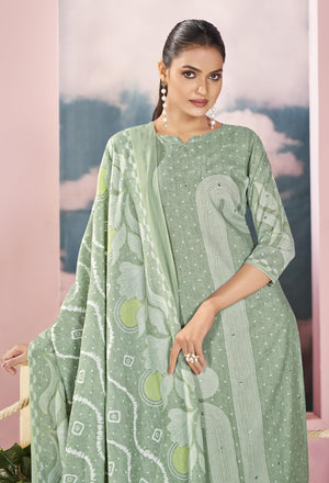 DRAVINAM Trends Women's Unstitched Salwar Suit Dress Material - Cotton Digital Printed Organza Embroidered Kameez II Unstitch Bottoms II Cotton Dupatta