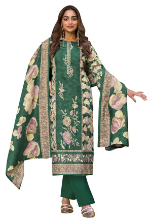 DRAVINAM Trends Women's Winter wear unstitched Printed Woollen Pashmina Embroidery Work Unstitched Salwar Suit Dress Material with Pashmina Printed Shawl Dupatta