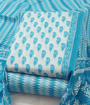 DRAVINAM Trends Jaipuri Print Cambric Cotton Unstitched Salwar Suit Dress Material for Women with Mulmul Cotton Dupatta