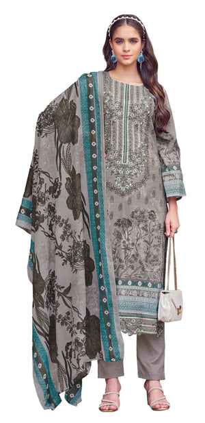 DRAVINAM Trends Women's Unstitched Salwar Suit Dress Material - Cotton Digital Printed Organza Embroidered Kameez II Unstitch Bottoms II Cotton Dupatta