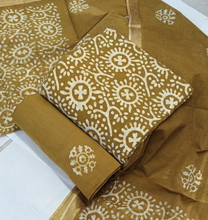 DRAVINAM Trends Unstitched Jaipuri Handmade Wax Batik Print Soft Cotton Dress Material with Dupatta