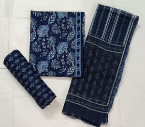 DRAVINAM Trends Jaipuri Printed Pure Cambric Unstitched Cotton Suit Dress Material with Kota Doriya Printed Dupatta