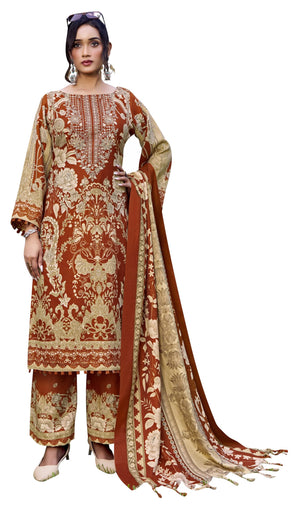 DRAVINAM Trends Women's winter wear unstitched embroidered Woollen Pashmina Suit Dress Material with Pashmina Printed Shawl Dupatta