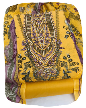 DRAVINAM Trends Women's Pure Cotton Unstitched Salwar Suit Dress Material Set | Pakistani Prints with Embroidery I Mulmul Dupatta