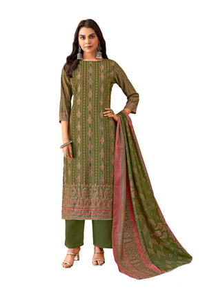 DRAVINAM Trends Women's Modal Unstitched Dress Material - Pure Modal Discharge Print top with Elegant Hand Work (2.5 m), Pure Modal Solid Bottom (2.8m), Viscose Modal Print Dupatta (2.25 m)