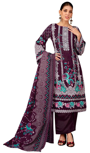 DRAVINAM Trends Women's Unstitched Salwar Suit Dress Material - Cotton Digital Printed Organza Embroidered Kameez II Unstitch Bottoms II Cotton Dupatta