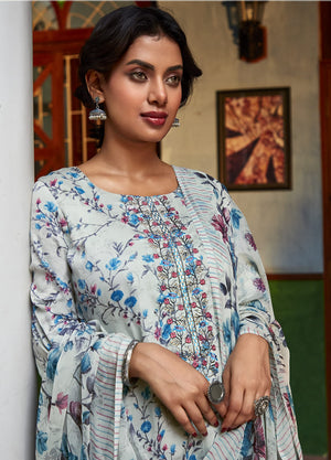 DRAVINAM Trends Women's Cotton Embroidered Unstitiched Salwar Suit Material