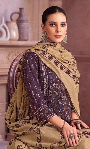DRAVINAM Trends Women's Unstitched Rayon Salwar Suit Dress Material – Viscose Rayon Printed Hand work Top, Rayon Unstitch Bottom and Embroidered Cotton Dupatta
