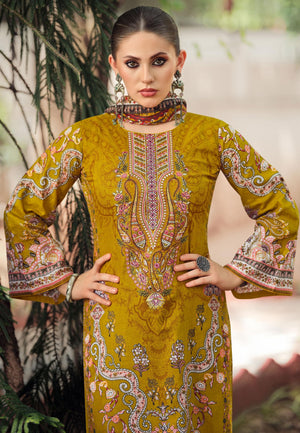 DRAVINAM Trends Lawn Cotton Pakistani Embroidered Suit Dress Material with Unstitched Bottoms and Cotton Dupatta