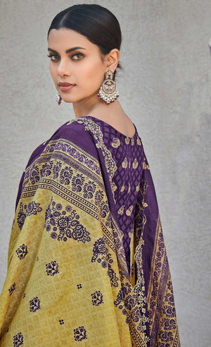 DRAVINAM Trends Women's Unstitched Pakistani Digital Print Embroidered Pure Cotton Salwar Suit Dress Materials with Cotton Digital Embroidered Cutwork Dupatta