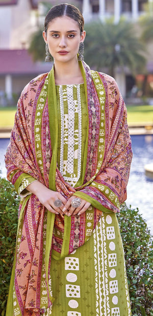 DRAVINAM Trends Unstitched Rayon Kurta Pant Dress Material Set with Cotton Printed Dupatta for Women