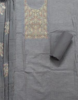 DRAVINAM Trends Embroidered Premium Cotton Unstitched Suit Dress Material for Women with Soft Silk Embroidered Dupatta