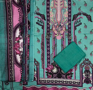DRAVINAM Trends Women's Pure Cotton Unstitched Salwar Suit Dress Material Set | Pakistani Prints with Embroidery I Mulmul Dupatta