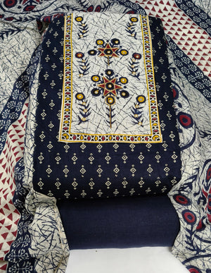 DRAVINAM Trends Women's Cambric Cotton Dress Material | Unstitch Printed Suit Set with Cotton Dupatta