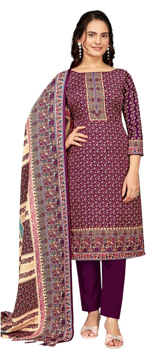DRAVINAM Trends Women's Unstitched Winter Wear Kaani Digital Printed Heavy Woolen Pashmina Salwar Suit Dress Material with Printed Shawl Dupatta