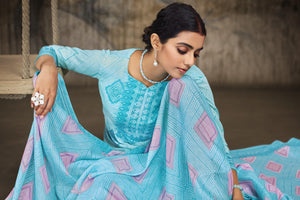 Unstitched Print Cotton Salwar Suit Dress Materials with Dupatta