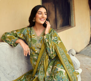 DRAVINAM Trends Women's Unstitched Salwar Suit Dress Material Modal Silk Discharge Foil Print Cording Embroidered Kameez Plain Unstitched Bottoms and Modal Silk Discharge Foil Print Dupatta