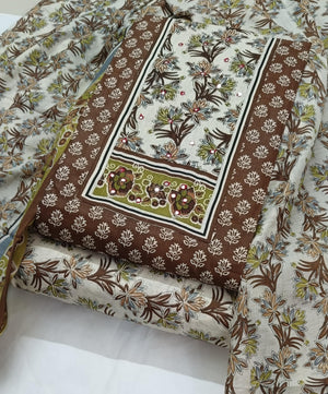 DRAVINAM Trends Women's Ethnic Pure Cotton Jaipuri Printed Unstitched Salwar Suit Dress Material with Dupatta
