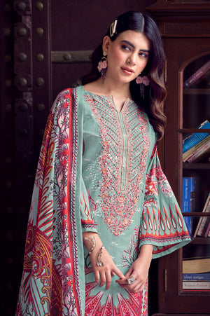 DRAVINAM Trends Women's Unstitched Salwar Suit Dress Material - Cotton Digital Printed Organza Embroidered Kameez II Unstitch Bottoms II Cotton Dupatta