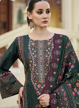 DRAVINAM Trends Women's Unstitched Pakistani Digital Print Embroidered Pure Cotton Salwar Suit Dress Materials with Cotton Embroidered Cutwork Dupatta