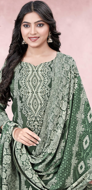 DRAVINAM Trends Women's Unstitched Winter Wear Digital Printed Heavy Woolen Pashmina Salwar Suit Dress Material with Printed Shawl Dupatta