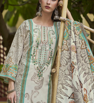 DRAVINAM Trends Kurti 2.50 mtrs, Pure Cotton Salwar (3 mtrs apx), Pure Cotton Mal Mal Print (2.30|Light Brown 1