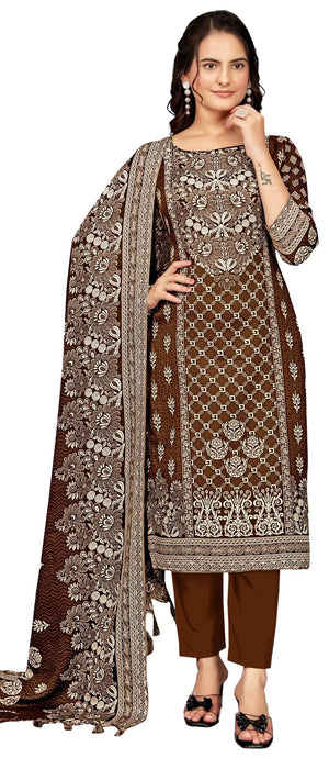 DRAVINAM Trends Women's Unstitched Winter Wear Digital Printed Heavy Woolen Pashmina Salwar Suit Dress Material with Printed Shawl Dupatta