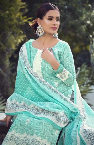 DRAVINAM Trends Women's Cotton Printed Unstitiched Suit Dress Material - Cotton Printed Top II Unstitch Bottoms II Cotton Printed Dupatta