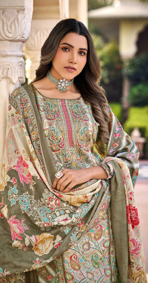 DRAVINAM Trends Women's Unstitched Premium Jam Cotton Embroidered Suit Material with Cotton Cutwork Dupatta