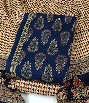 DRAVINAM Trends Jaipuri Print Cambric Cotton Unstitched Salwar Suit Dress Material for Women with Mulmul Cotton Dupatta