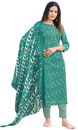 DRAVINAM Trends Women's Pure Cotton Batik Printed Unstitiched Salwar Suit Dress Material with Cotton Printed Dupatta (Peach Pink)
