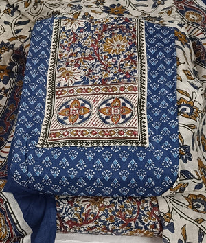 DRAVINAM Trends Women's Ethnic Pure Cotton Jaipuri Printed Unstitched Salwar Suit Dress Material with Dupatta